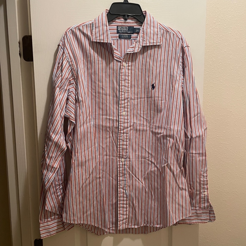 Ralph Lauren Red and White Casual Button Down Shirt